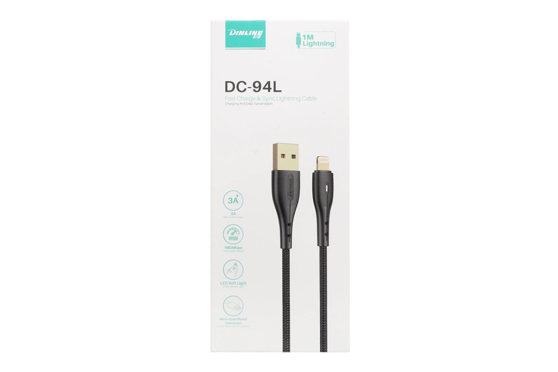 کابل شارژ فست آیفون DINLINE مدل DC-94L